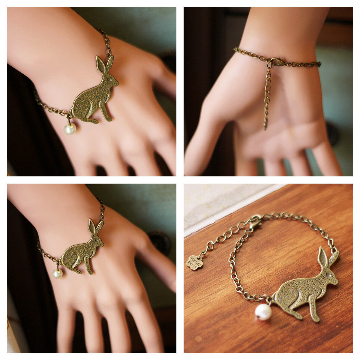 Vánoční ručně vyrobený náramek s perlovou sněhovou vločkou