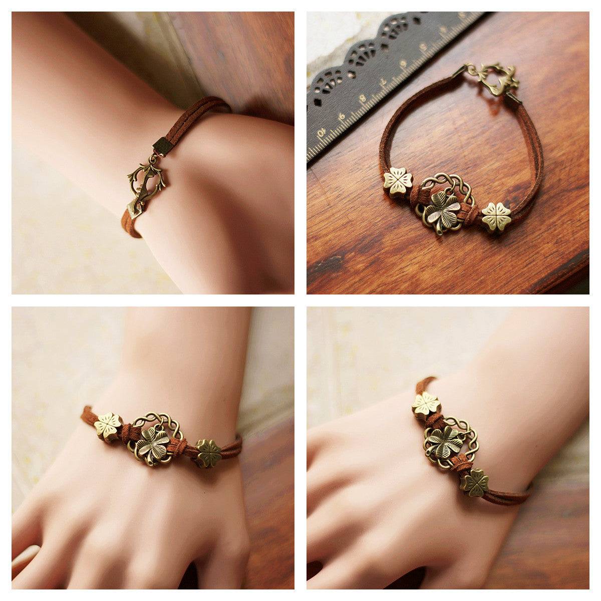 Vánoční ručně vyrobený náramek s perlovou sněhovou vločkou