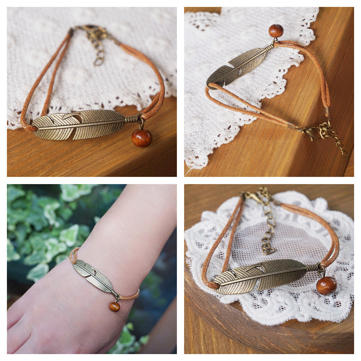 Vánoční ručně vyrobený náramek s perlovou sněhovou vločkou