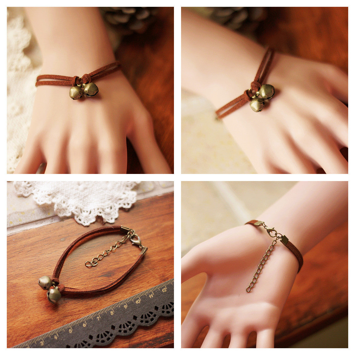 Vánoční ručně vyrobený náramek s perlovou sněhovou vločkou